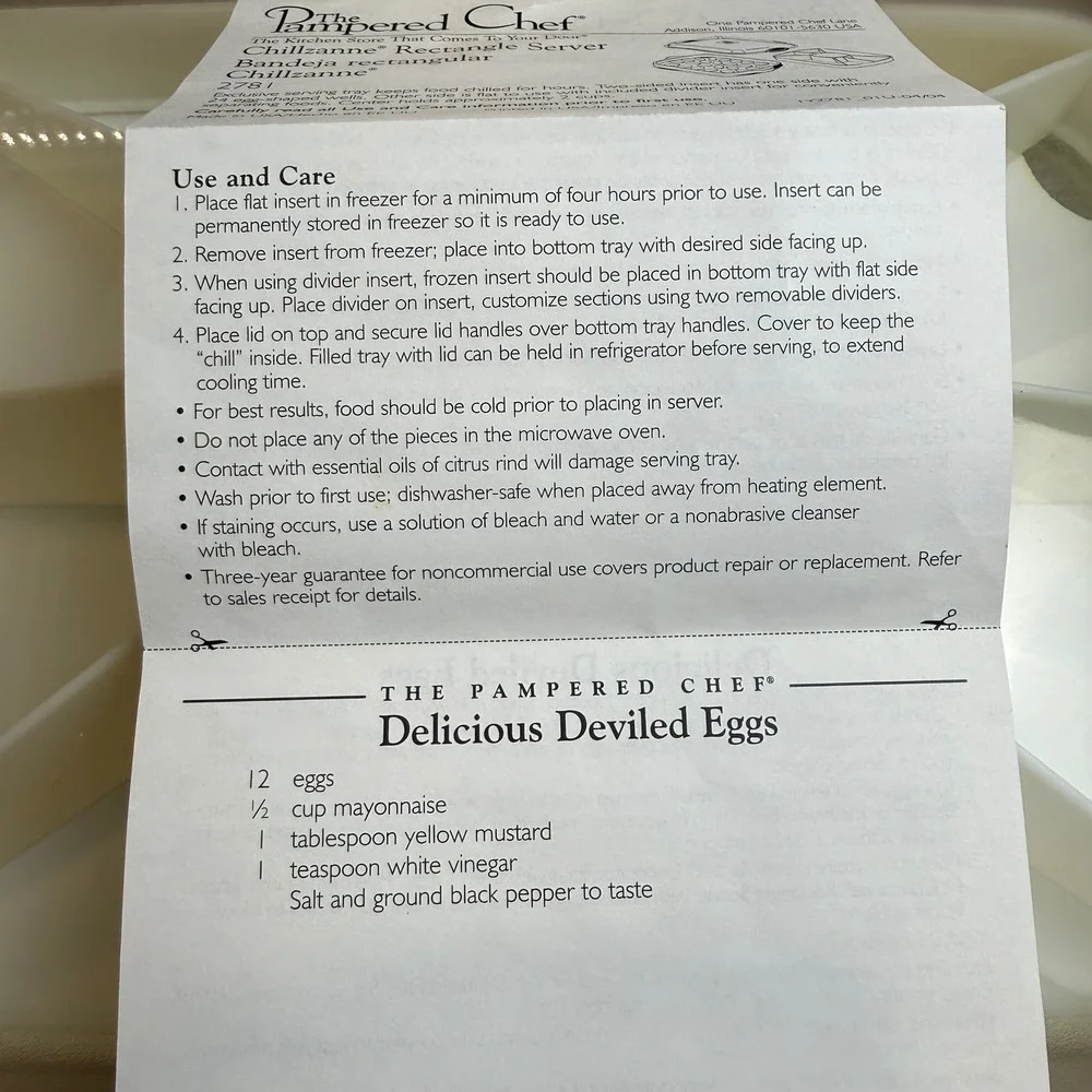 Pampered Chef Chillzanne Rectangle Server 2781 Egg Tray/ Veggie Platter Complete